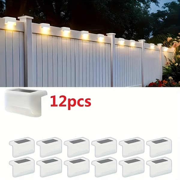 12 Stykker Solcelle Udendørslys Sæt Hjem Have Dekorative Lys til Gårdhave Altan Trapper White Shell Warm Light 12 Pieces