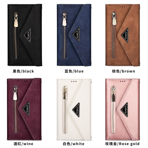 Nahkainen crossbody-olkahihna vetoketjullinen lompakko yhteensopiva Samsung Galaxy S23 Ultra/s23 Plus/s23 korttipidikkeellä Ruskea Brown S23 Ultra