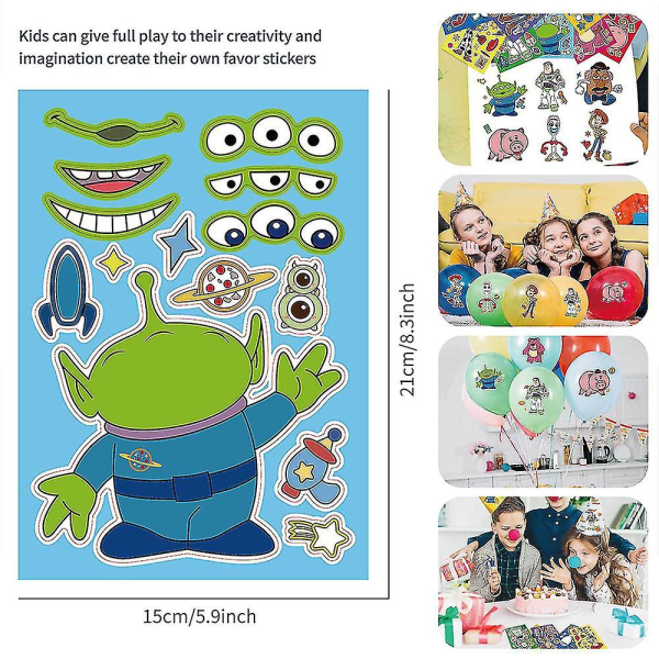 32 stk DIY Toy Story Make-a-face Stickers Pack, Sjove Stickers Decals Sæt Børnelegetøj til festdekoration, belønningsgaver