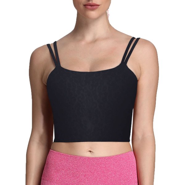 Träningssport-bh för damer Fitness Vadderad Rygglös Yoga Crop Linne Twist Back Cami (M)