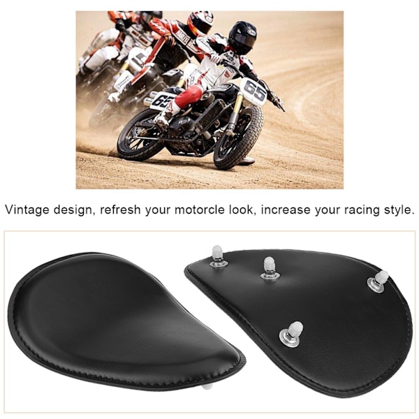 3 tuuman musta nahkainen soloistuimen istuin moottoripyörään, asennusjousikiinnikkeellä Chopper Bobber Custom -malleihin 0.3