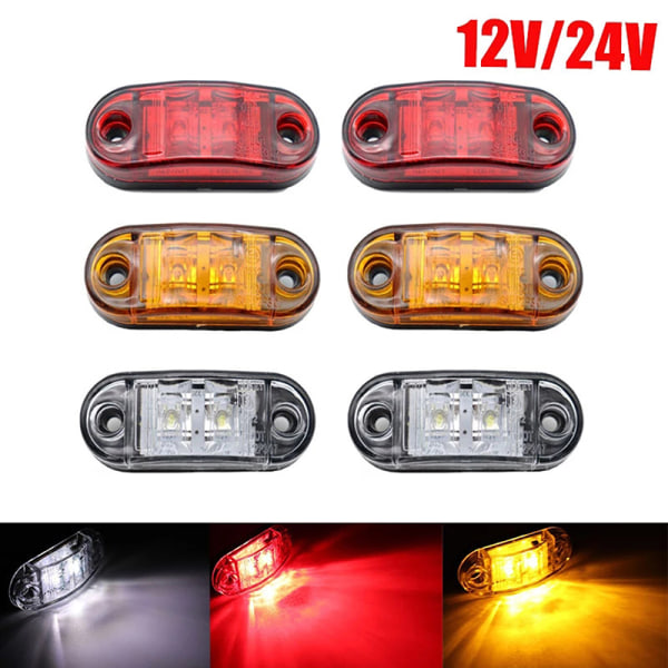 10 stk Advarselslys LED-diodelys Oval LED sidemarkeringslys White