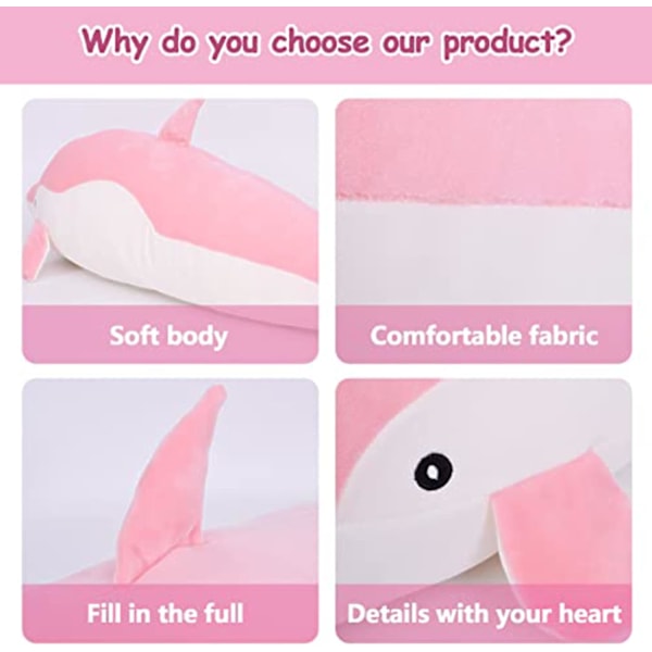 Dolphin Plyschdjur Mjuk Leksak Söta Kramande Kudde Fyllda Dockor Plushies