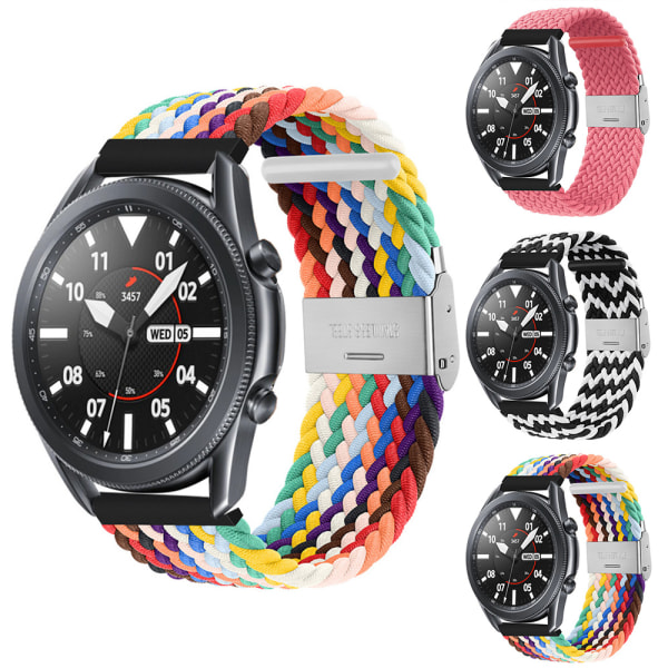 Nylon 20/22 mm remspænde til Samsung Galaxy Watch Huawei sort og hvid black and white 22mm