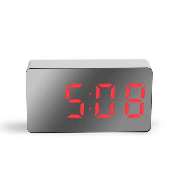Small Mini Digital Travel Alarm Clock with LED Time or Temperature Display, Snooze, Adjustable Brightness, Easy Operation Red One size