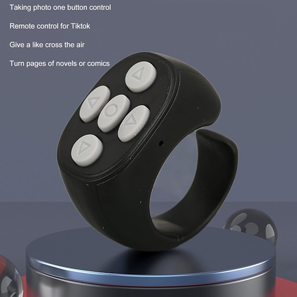 Bluetooth-fjärrkontroll för sidvändning, trådlös rullfjärrkontroll, laddningsbar, ringdesign Bluetooth-fjärrkontroll Black