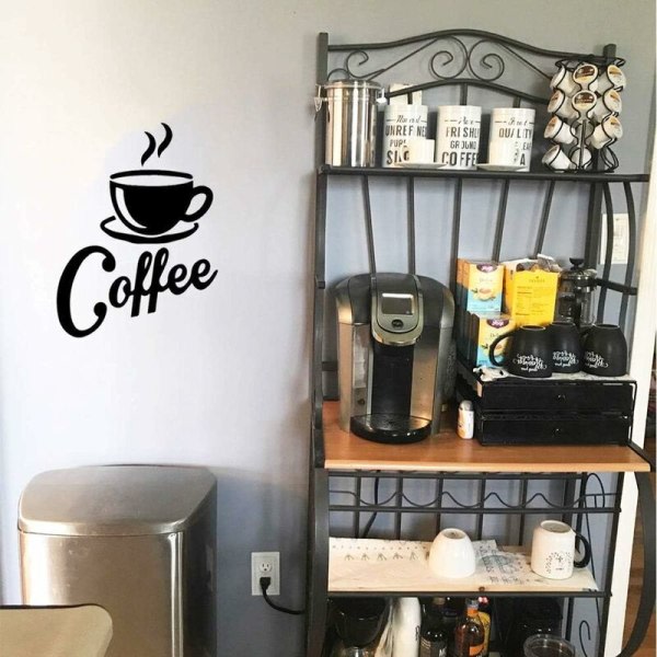 Kaffekopp + kaffeveggdekor Kjøkken svart kafédekor for kafébar kaffestasjon kaffebar Fjernbare veggdekor på kjøkken