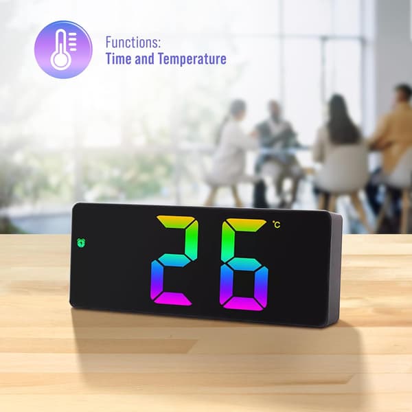 Digital väckarklocka med LCD-skärm och temperatursensor - USB-batteridriven multifunktionell - Lämplig för sovrum och kontor