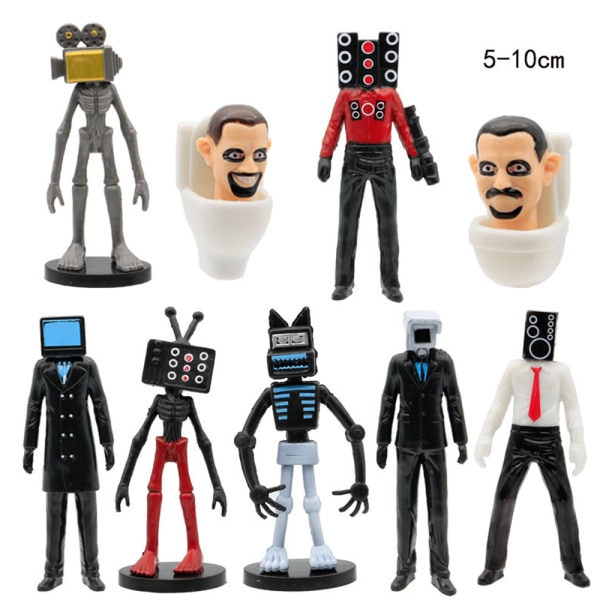 9PCS Skibidi Toalett Actionfigurer Spill Toiletman Speakerman -D D