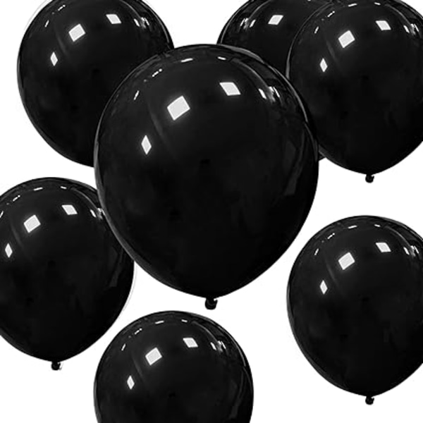 Svarta ballonger 12 tum 100ck, stark tjock latex svarta partyballonger för Halloween-födelsedag