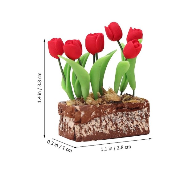 Mini dekoration Tulipan Blomst Tiny Tulip Flower Decor Tiny House møbler Tulipan（3.8X2.8CM，Grøn）