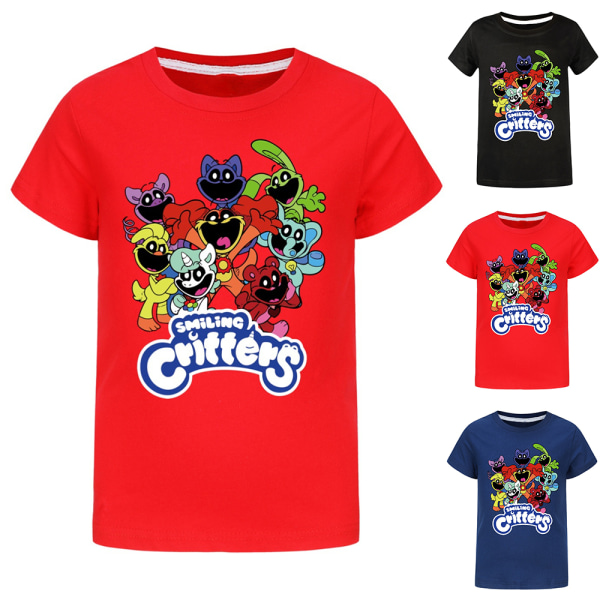 Børn Drenge Piger Smilende Critters CatNap DogDay T-shirt med dyreprint unisex sort Black 140 cm