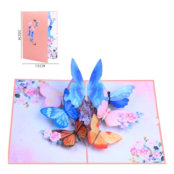 3D Pop Up Greeting Card Flying Butterfly Thank You Card Accessories Household for Mother's Day Teacher's Day Gift Material