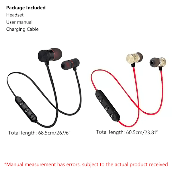 Bluetooth-hörlurar Magnetiska Sport 4.1 Trådlösa Handsfree Headset Halsband Hörlurar Stereo Hörlurar för iPhone Android Gold