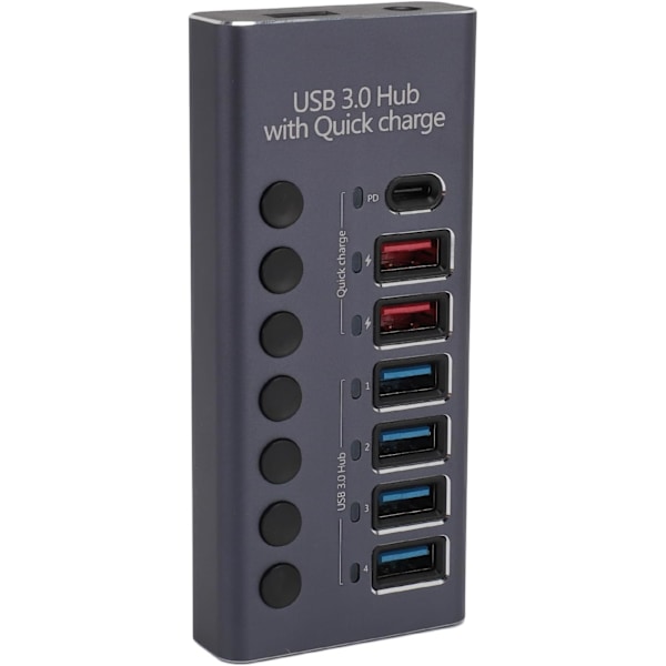 USB-hub 3.0, 7-ports USB-hub med individuella strömbrytare, USB-splitter förlängare