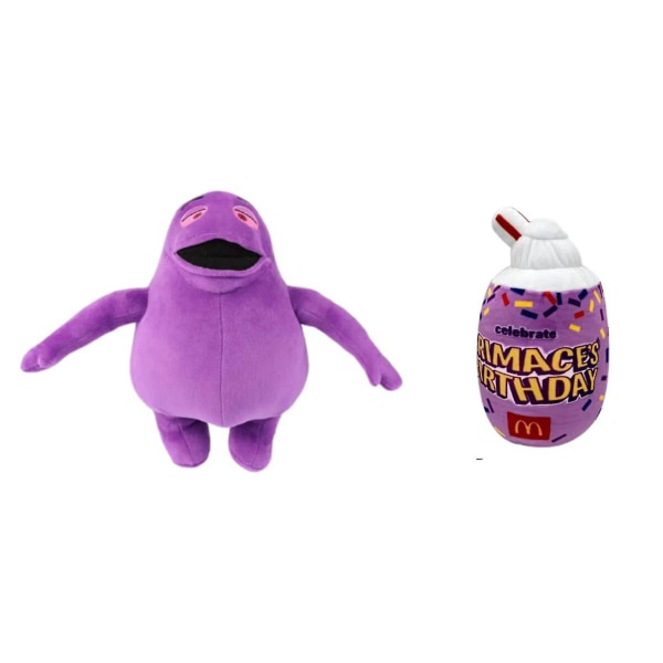 1-2 stk Grimace bursdag Grimace plysj Grimace Shake plysj farge dukke spill utstoppet dyr myk leke maskot flaske gave gutt barn c sett med c set of 2 About 20cm