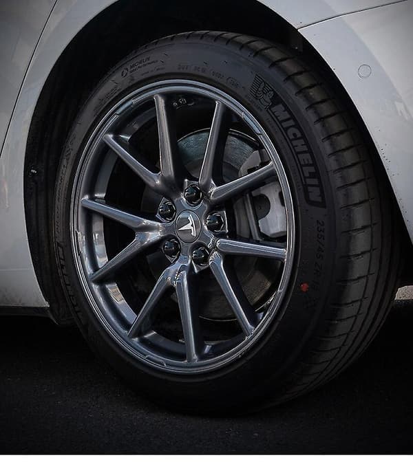 Tesla Model 3 YSX Hjulkapselsett Senterkopp Hjulkapselmutterdeksel Svart Rød Hvit Grå Med 4 Senterkopper 20 Mutterdeksel_xx Silver Matte