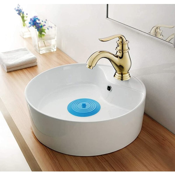 Badepropper Silikone håndvaskprop Køkkenvaskprop 15,3 cm diameter til køkkener, badeværelser og vasketøj Universal afløbspropprop (1 stk, blå)