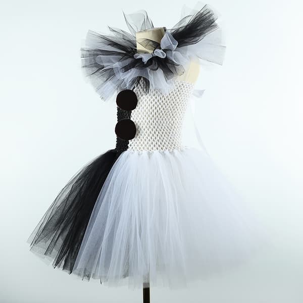 Sort og hvid klovne-tutu-nederdel i mesh til piger - Efterårs-kostume til småbørn Skirt + hat clip + socks 2-3 years (80-90cm)