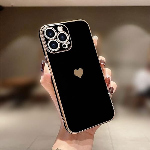 Silikone Cover til iPhone 16 Pro Max - Beskyttende Hjertemønster Anti-Ridse Blød Sort