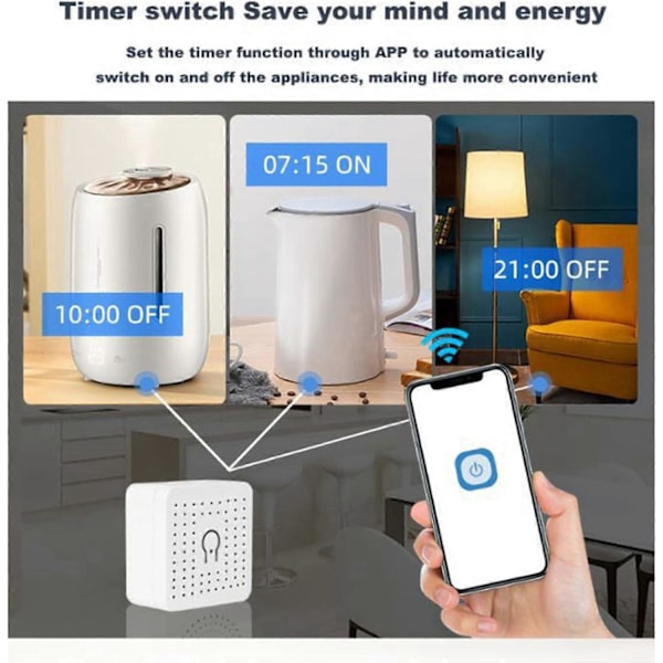 4X Tuya 16A Wifi MINI Smart Switch DIY Kontrollrelé Timer for Smart Life