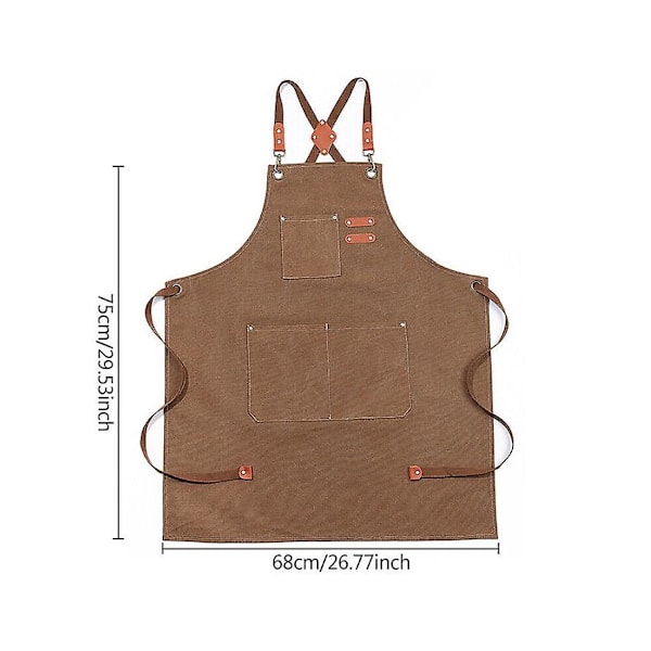 Herr Unisex Canvas Denim Haklappsförkläde Kök Matlagning Workshop Tvättbara Arbetsförkläden