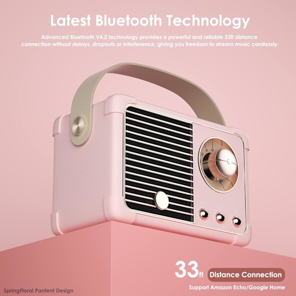 Retro Bluetooth-kaiutin, Langaton Vintage Pieni Kaiutin, Hands-Free Puhelut, 400mA Akku, TF-kortti, Aux-liitäntä, Kannettava Kaiutin iOS- ja Android-älypuhelimille