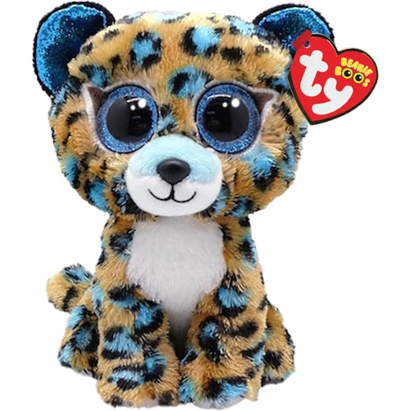 Ty Boo Animals Beanie Boo's-Plush Cobalt The Leopard 15cm, Beige, Blå, Vit, Liten