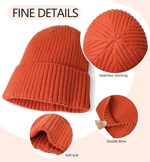 Varm Stickad Mössa För Män Kvinnor Barn Vintermössa Klassisk Daglig Orange Hatt