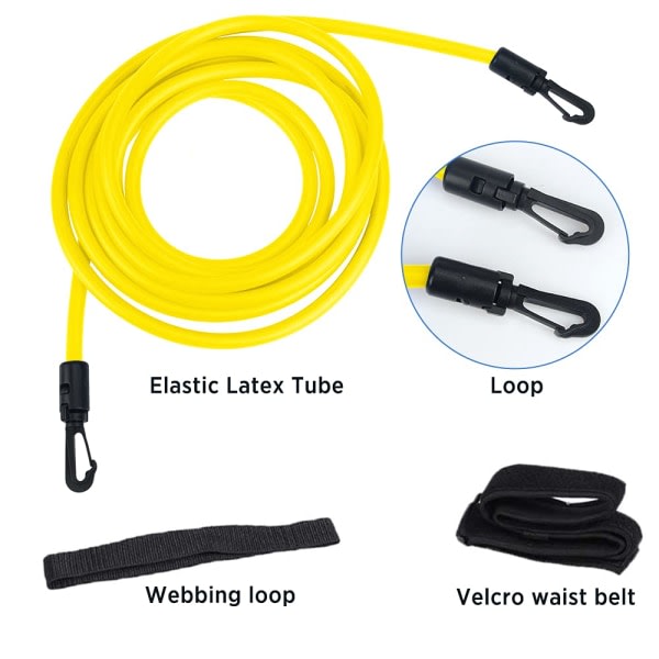 Simningsbälte med tre färger, 3m justerbar, motståndsbälte för pool, simning, motståndsbälte för pool, simning black