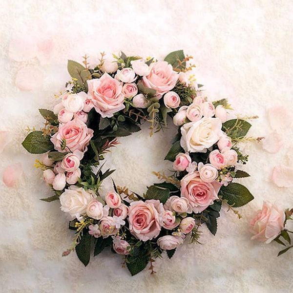 Dørkrans Vægkrans, Håndlavet Kunstig Blomsterdekoration til Hjem, Fest, Dør, Bryllup - Blå