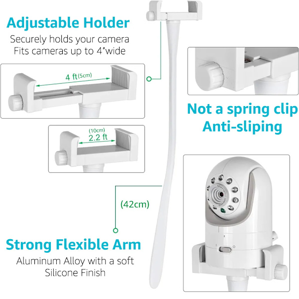 Universell Babymonitorhållare Längre Vit Flexibel Silikon Babykamera Stativ