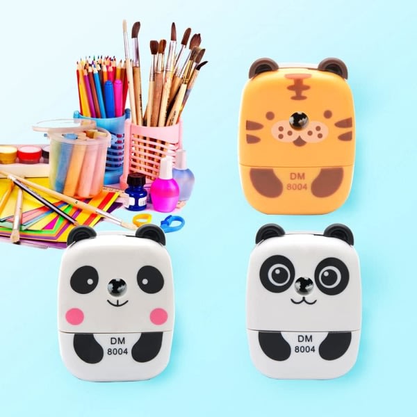 Manuell blyantspisser Cute School Stationary Kids Blyantspisser Håndsveiv Manuell skrivebordsspisser for kontorklasserom - Panda-A