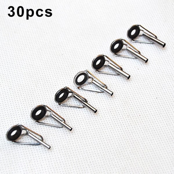 Stainless Steel 30pcs Set 6 Kinds of Diameter Smooth Iron Fishing Rod Guides Ring Saltwater Fishing Repair Kit New