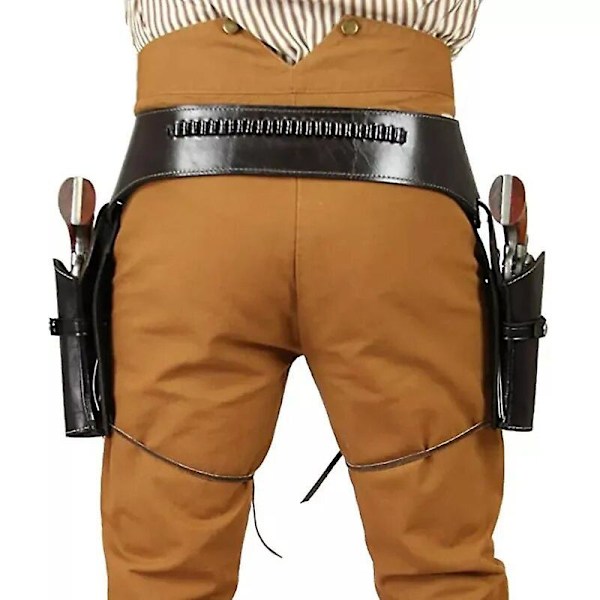 Kapteenin Vyö Renessanssin Cowboy Kaksinkertainen Vyö Revolver Holster Keskiaikainen Piraatti Flintlock Corsair Halloween Asut Miehille Keltainen Yellow One Size