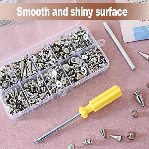 Punk Spikes and Studs Kit, 354 Pieces, 8 Sizes