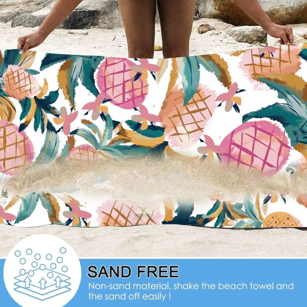 Strandhåndklæde, dobbeltsidet overdimensioneret strandhåndklæde i mikrofiber til voksne, letvægts