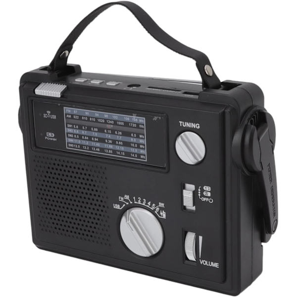 Håndsveivradio AM FM SW Multibånd LED Nødradio med MP3-spiller U-disk Lagringspor