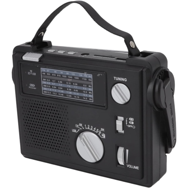 Handvevad Radio AM FM SW Multiband LED Nödradio med MP3-spelare U-disk Lagringskortplats