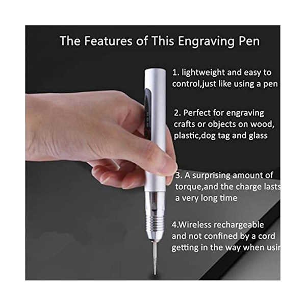 Elektrisk Graveringspen, USB Genopladelig Mini Slibepen Polering Neglemaskine Trådløs Gravering