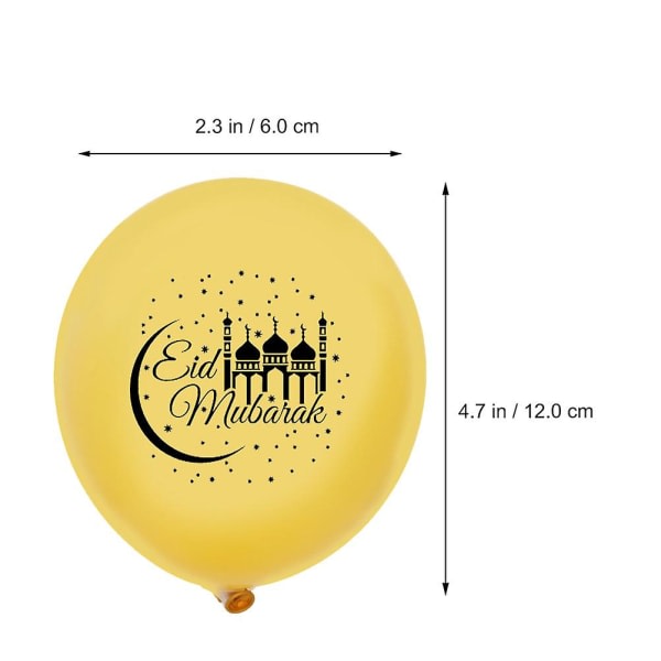 Sett Eid Mubarak Ballongs Festival Dekorative Ballonger Festdekorasjon (12x6cm)