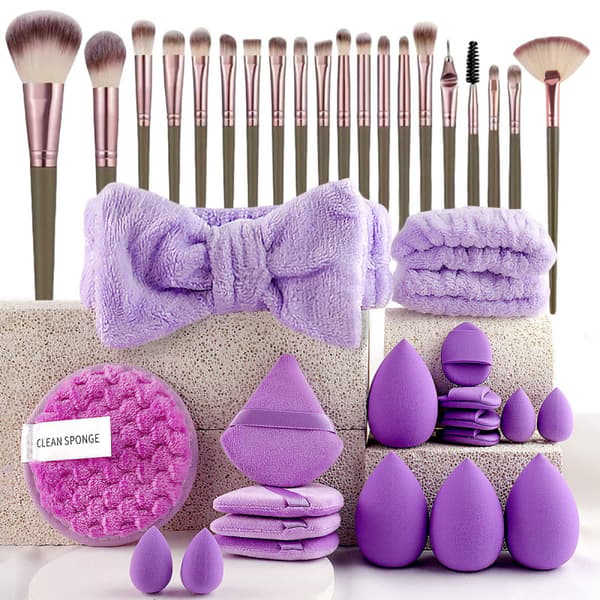 40-delt makeup-svampe- og penselsæt, ultrabløde pudderpuffer, der ikke absorberer for meget pudder 33 pink items