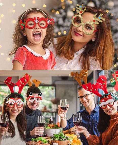 Julefestbriller Ferie Glitterdekorasjoner Unisex Rammebriller Festlige Tilbehør Gave Til Barn Flere Stiler