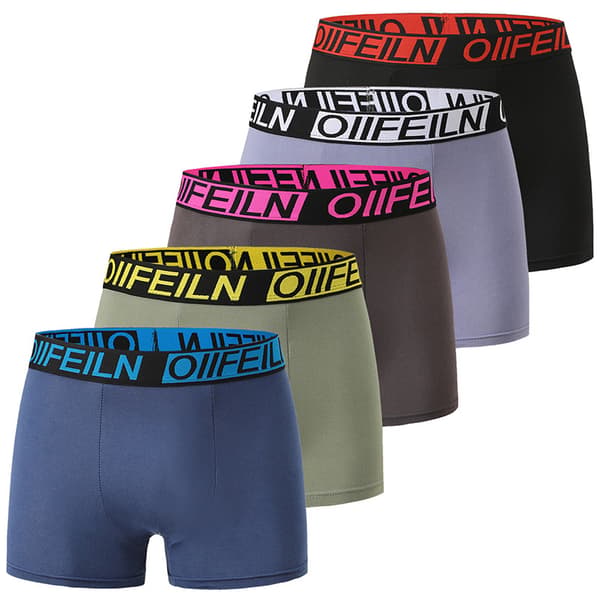 5-pak bomulds boxershorts til mænd, elastisk linning, åndbare og lette til hverdagsbrug 5 PCS XL