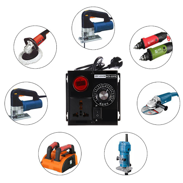 Spenningsregulator AC 220V 4000W Variabel Spenningsregulator EU