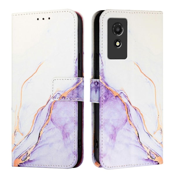 TCL 501 Marmor Läderfodral - WELLNGS White Purple