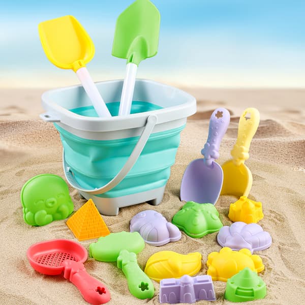 Strandlegetøj, legetøjsbil til børn, foldespand, sandgravning Gray-green folding bucket
