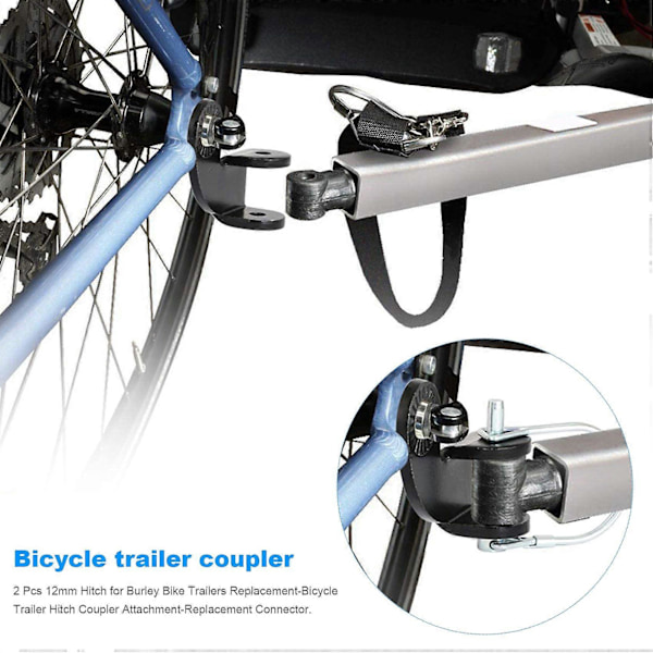 st 12 mm dragkrok för Burley cykelvagnar, ersättning - Cykelvagn dragkrokskoppling - Ers black