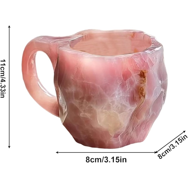 Elegante Mineral Krystall Kaffe Kopper, 11 Oz Dekorative Kopper med Håndtak Pink