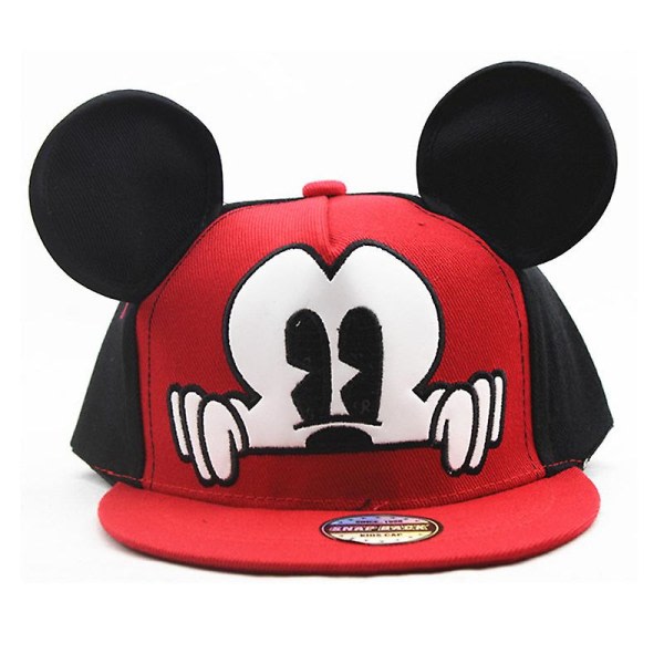 Børn Mickey Mouse øre tegneserie baseballkasket Drenge Piger Snapback Mesh Solhat Rød